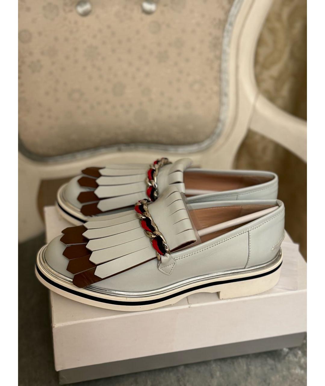 POLLINI Серые кожаные лоферы, фото 7