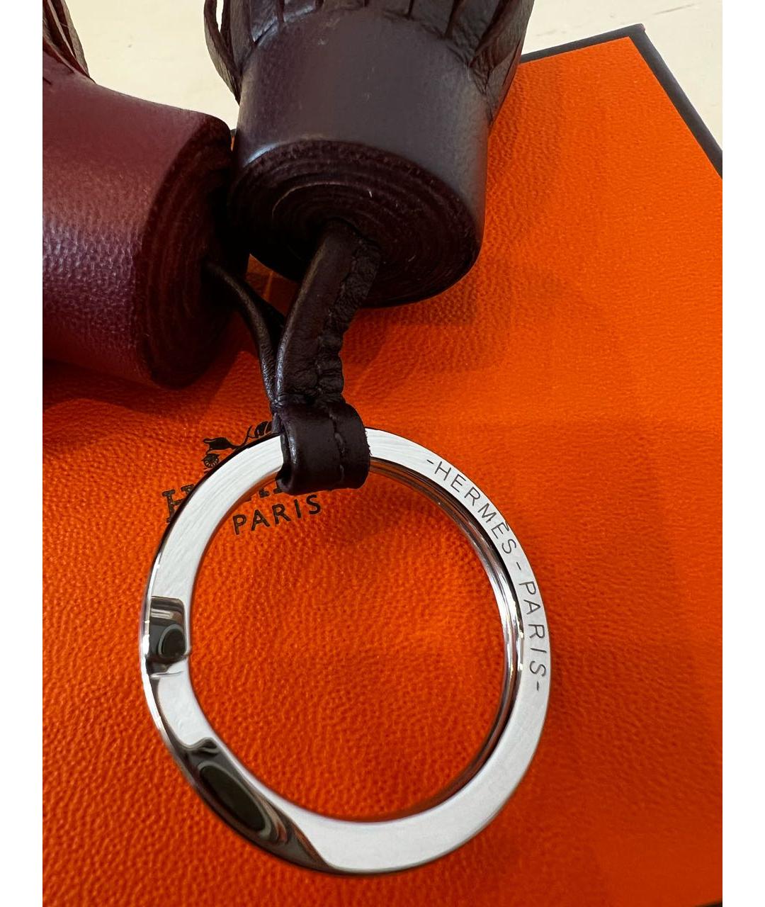 HERMES Бордовый брелок, фото 6