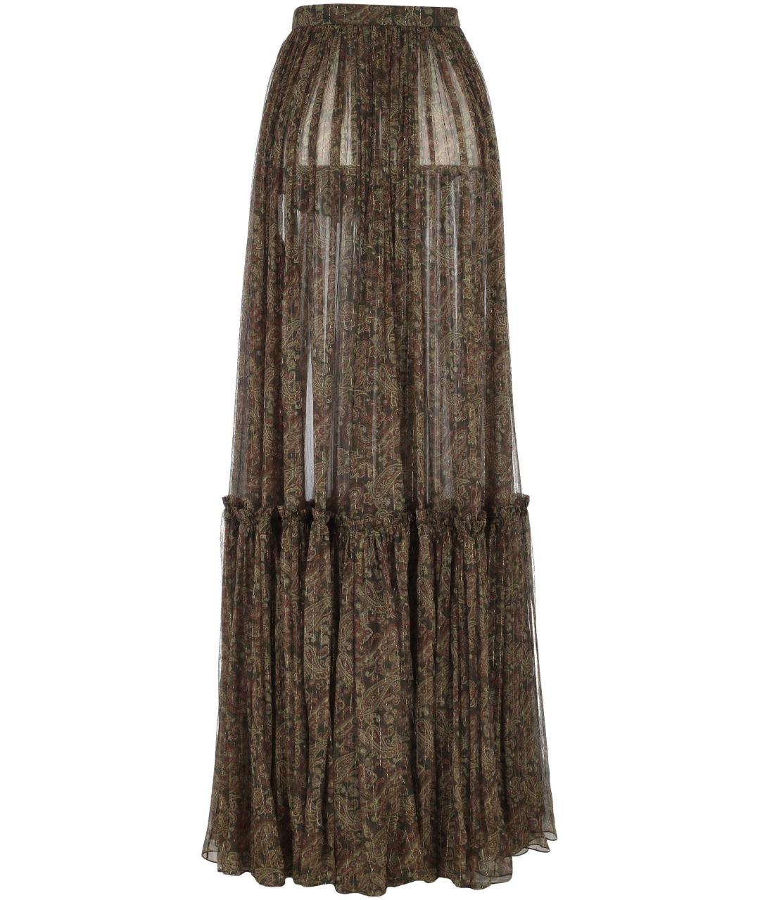 SAINT LAURENT Мульти шелковая юбка макси, фото 3