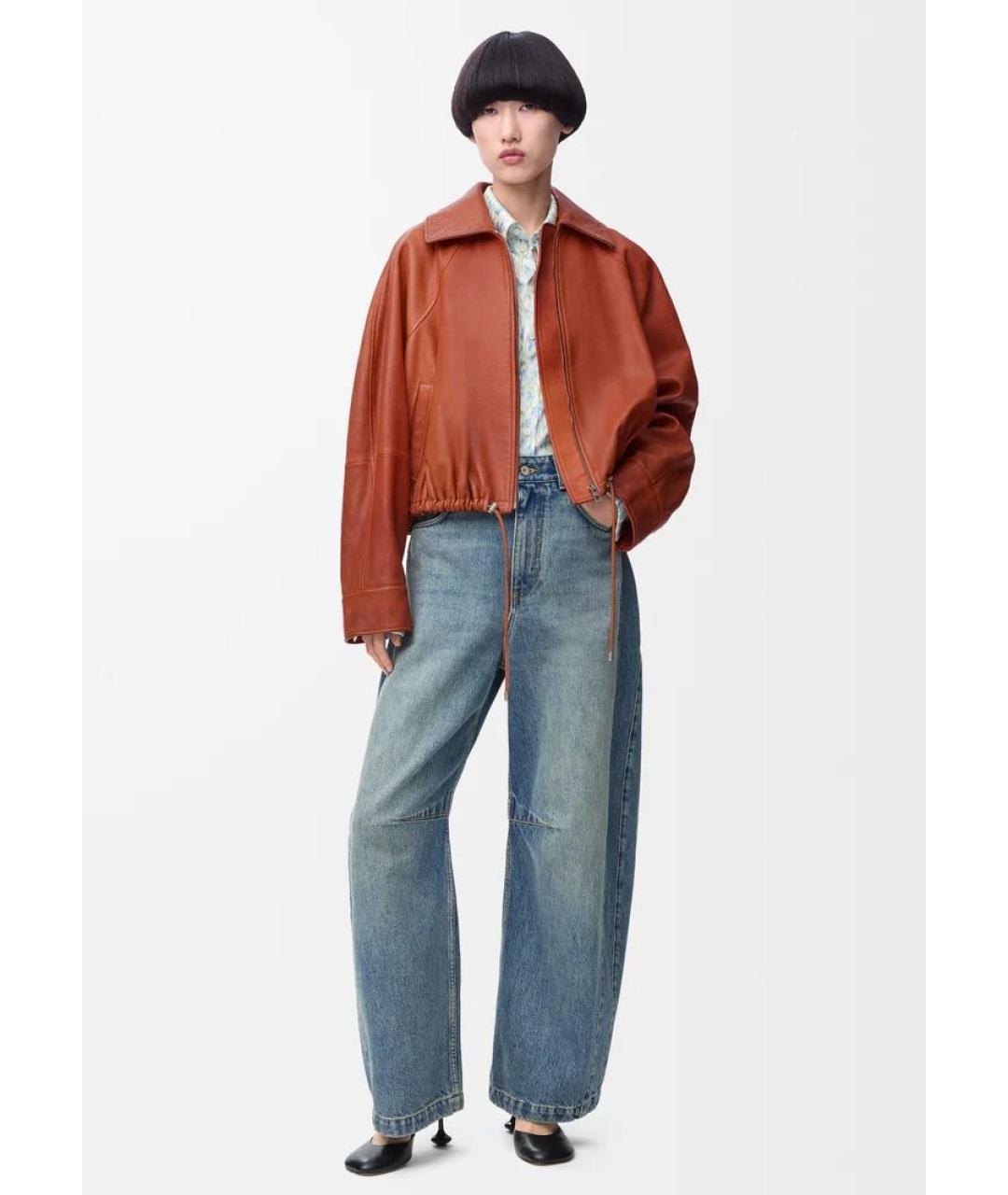 LOEWE Оранжевая кожаная куртка, фото 2