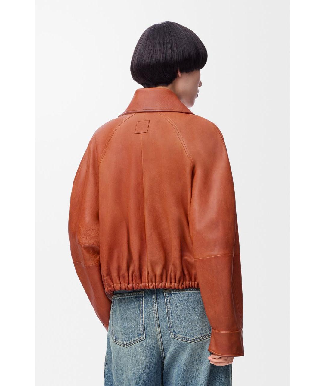 LOEWE Оранжевая кожаная куртка, фото 4