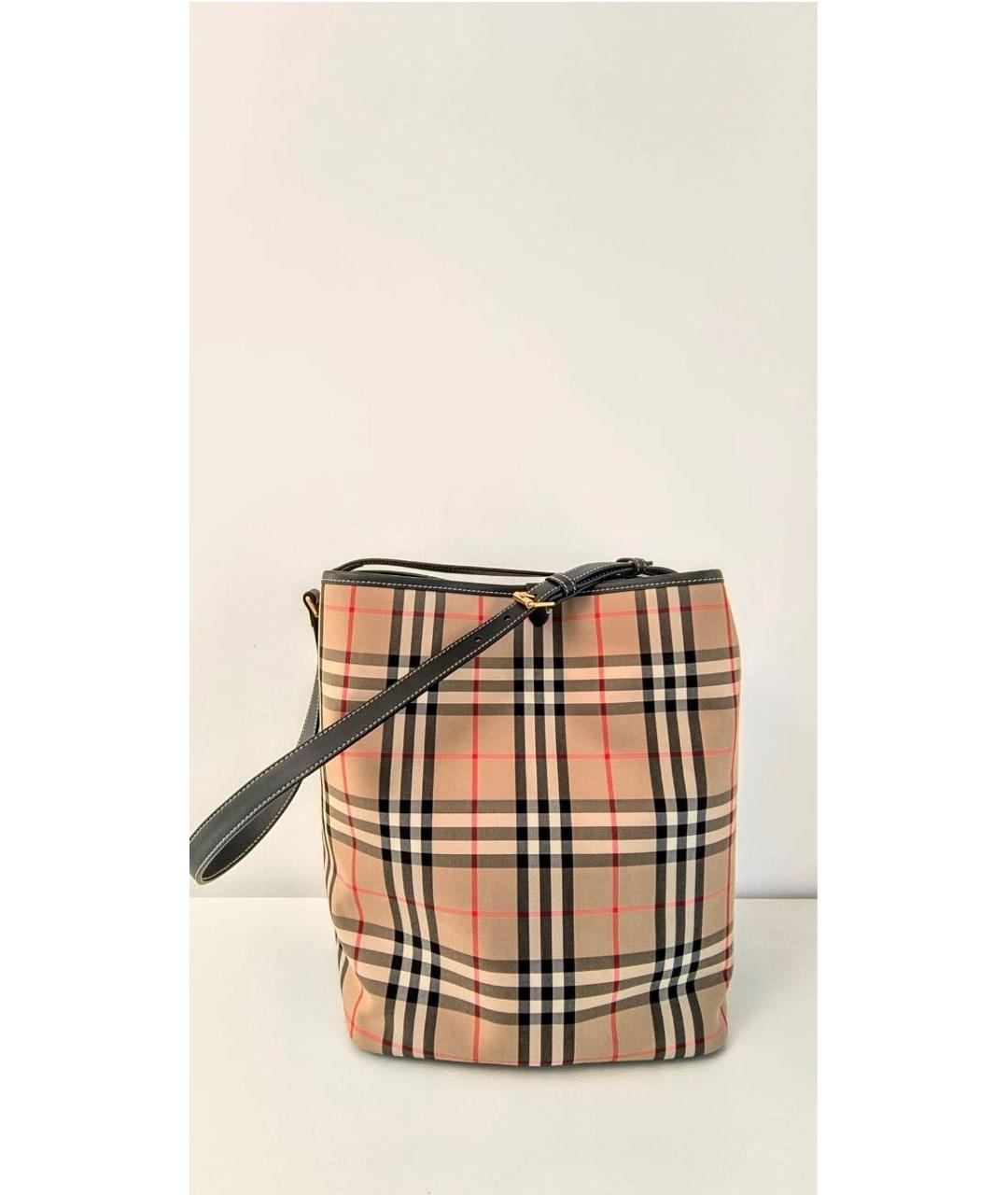 BURBERRY Бежевая тканевая сумка тоут, фото 2