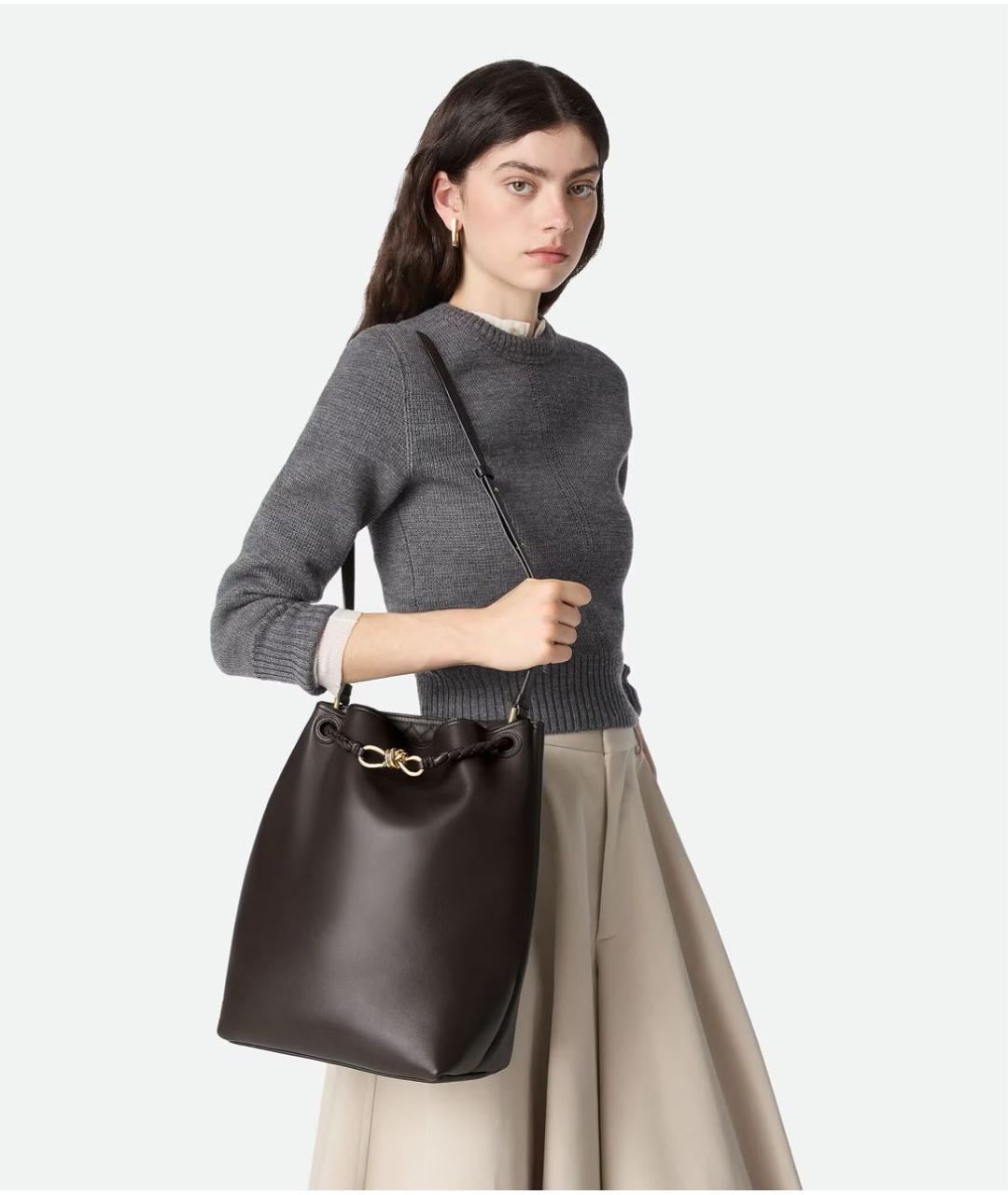 BOTTEGA VENETA Коричневая кожаная сумка через плечо, фото 6