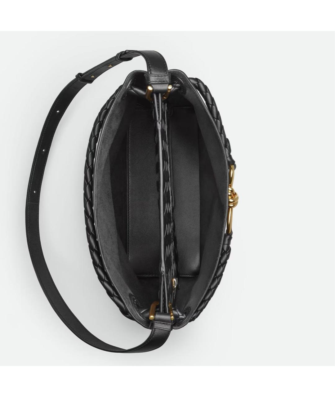 BOTTEGA VENETA Черная кожаная сумка через плечо, фото 3