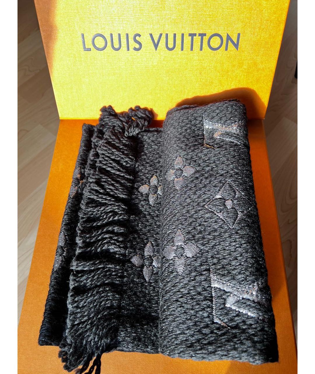 LOUIS VUITTON Черный шерстяной шарф, фото 3