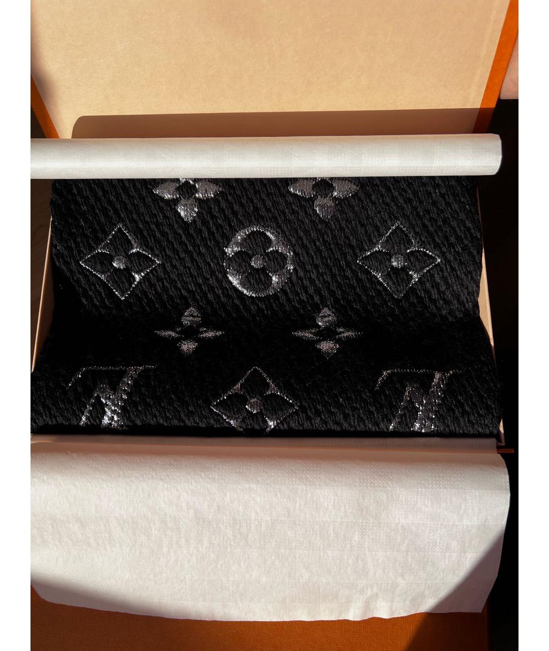 LOUIS VUITTON Черный шерстяной шарф, фото 2