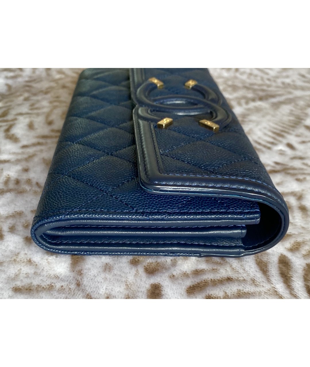CHANEL PRE-OWNED Темно-синий кожаный кошелек, фото 3