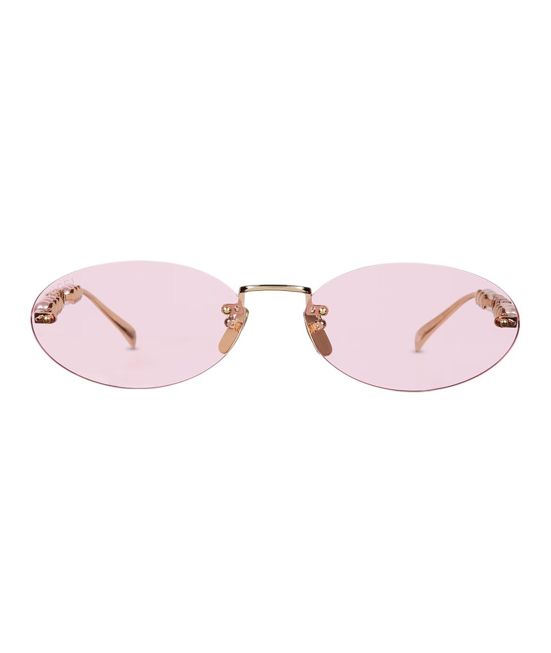 GUCCI Золотые металлические солнцезащитные очки, фото 3