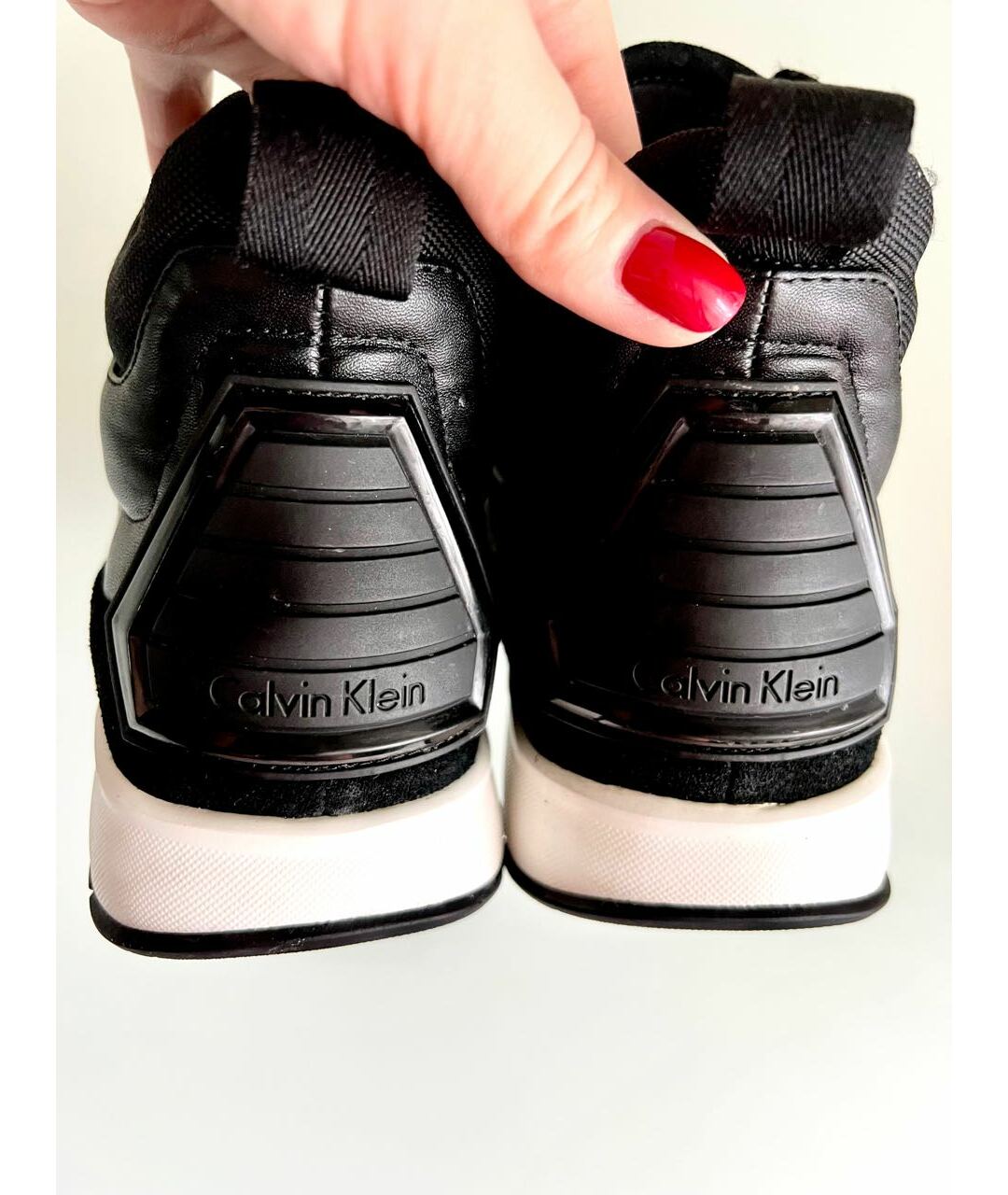 CALVIN KLEIN Черные кожаные кроссовки, фото 4