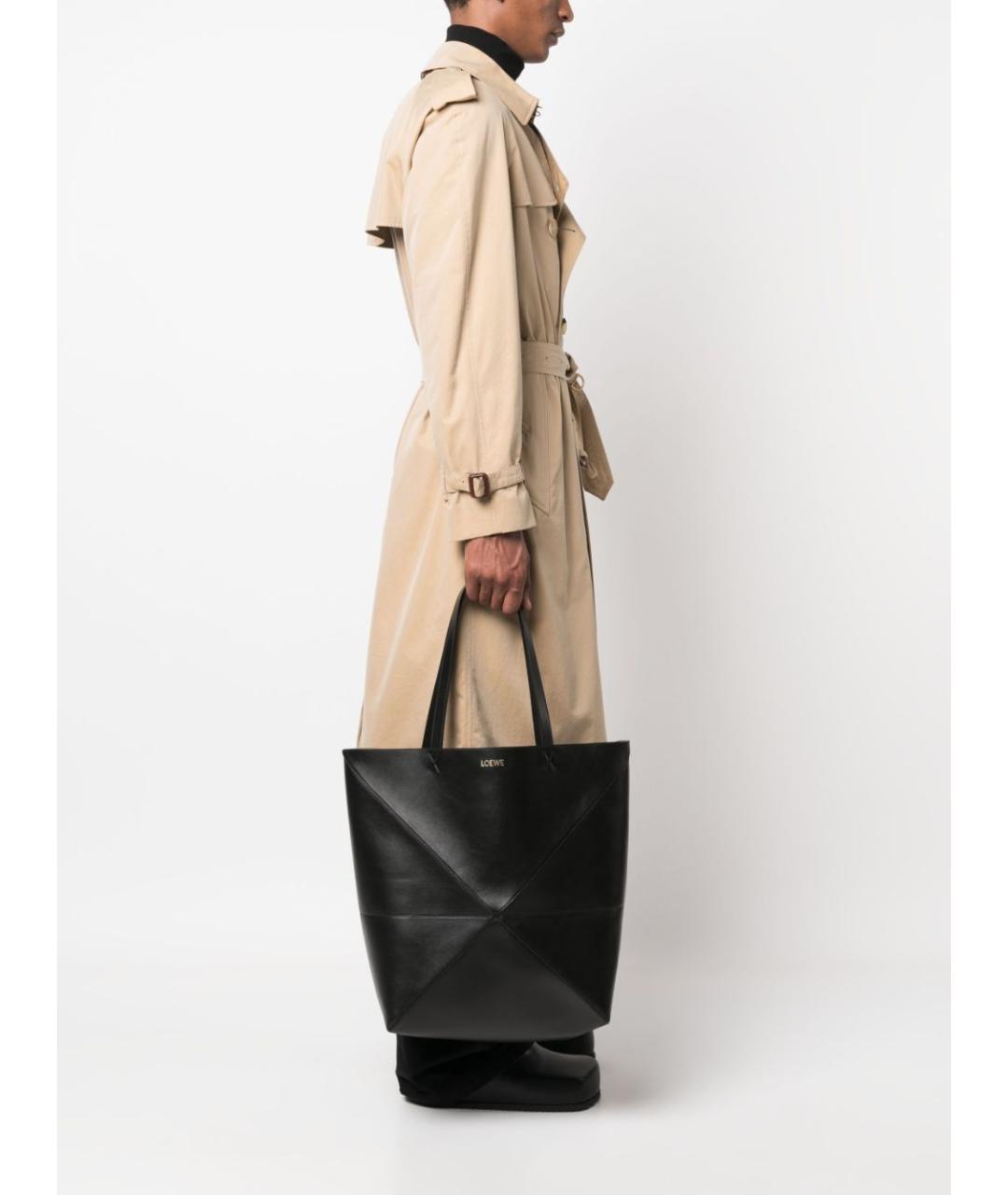 LOEWE Черная кожаная сумка тоут, фото 4