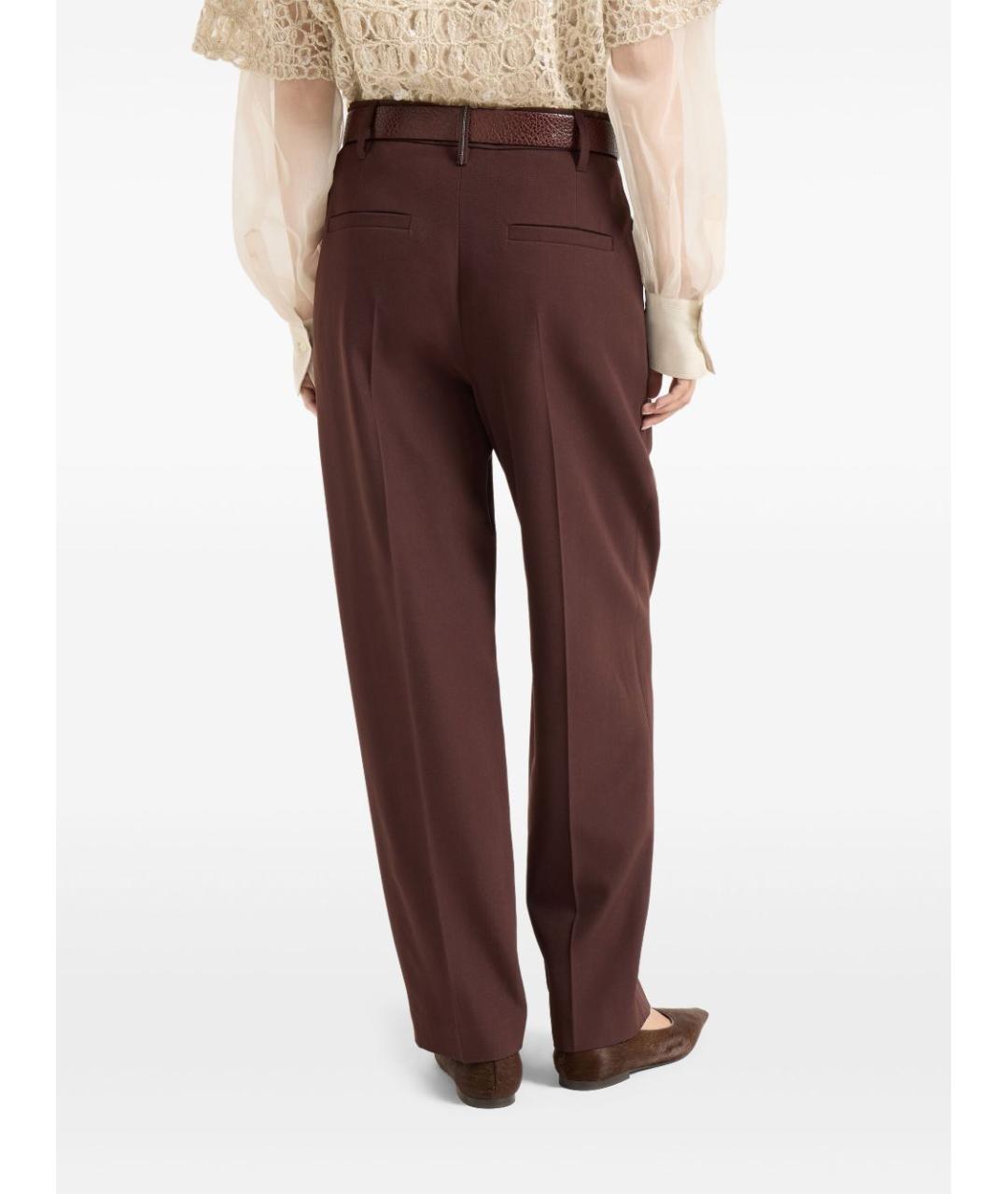BRUNELLO CUCINELLI Бордовые хлопковые прямые брюки, фото 5