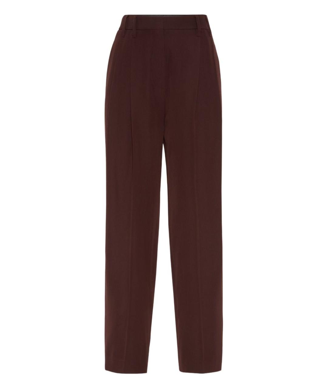 BRUNELLO CUCINELLI Бордовые хлопковые прямые брюки, фото 1