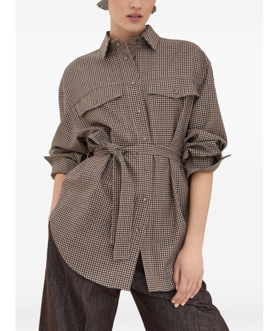 BRUNELLO CUCINELLI Коричневая шерстяная рубашка, фото 3