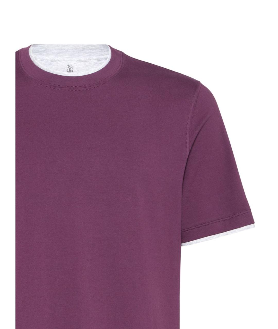 BRUNELLO CUCINELLI Фиолетовая хлопковая футболка, фото 7