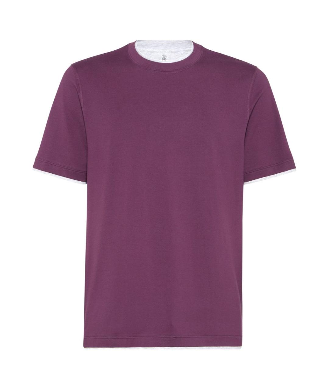 BRUNELLO CUCINELLI Фиолетовая хлопковая футболка, фото 1