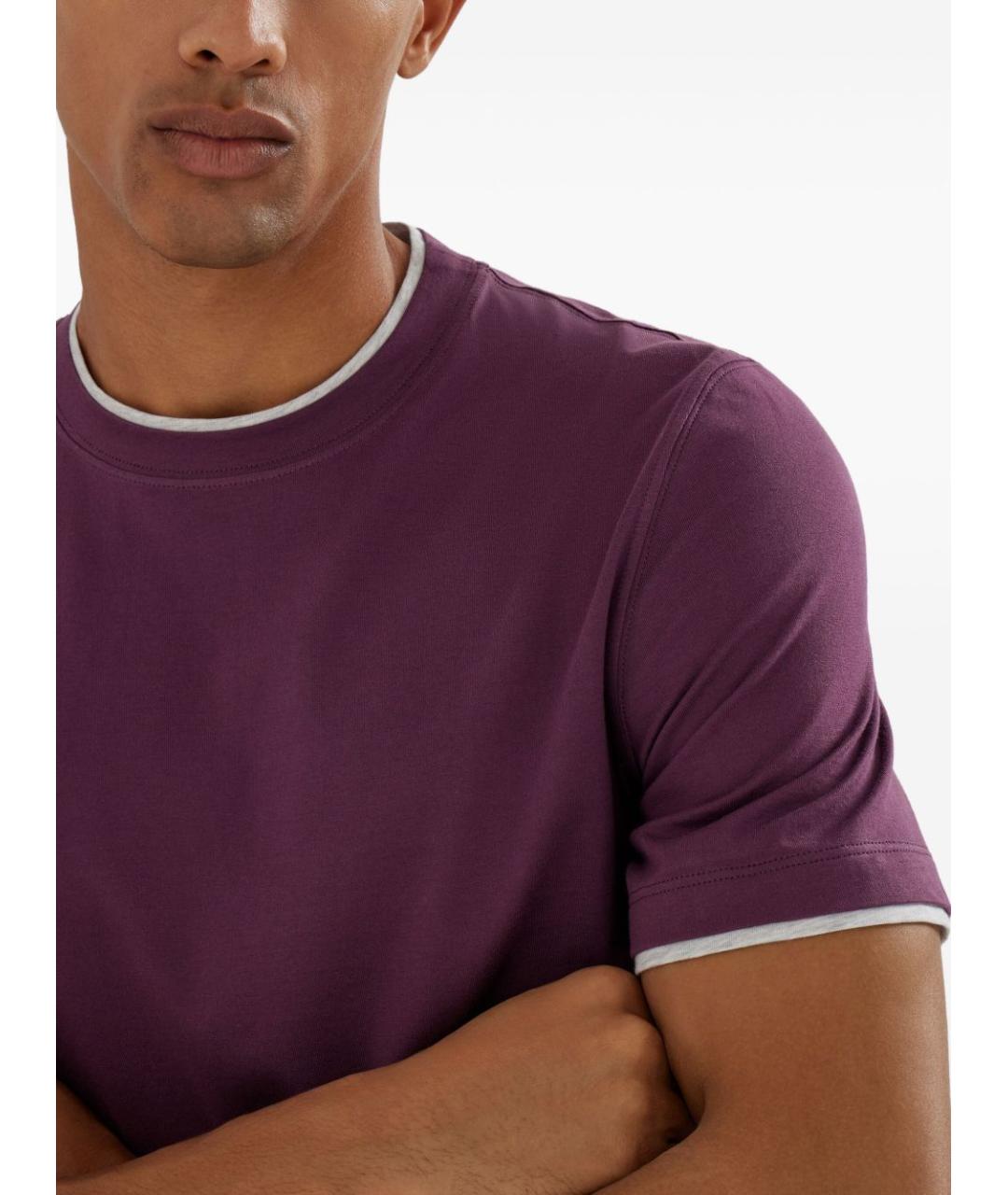BRUNELLO CUCINELLI Фиолетовая хлопковая футболка, фото 3