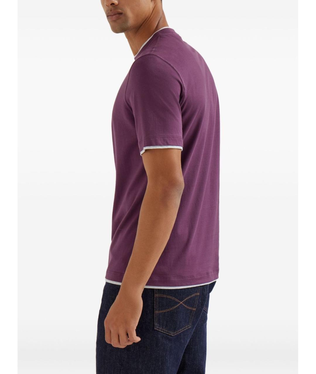 BRUNELLO CUCINELLI Фиолетовая хлопковая футболка, фото 2