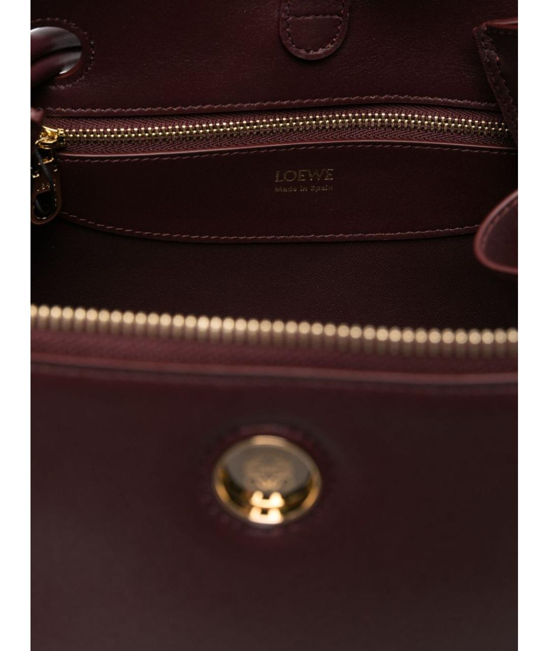 LOEWE Бордовая кожаная сумка тоут, фото 4