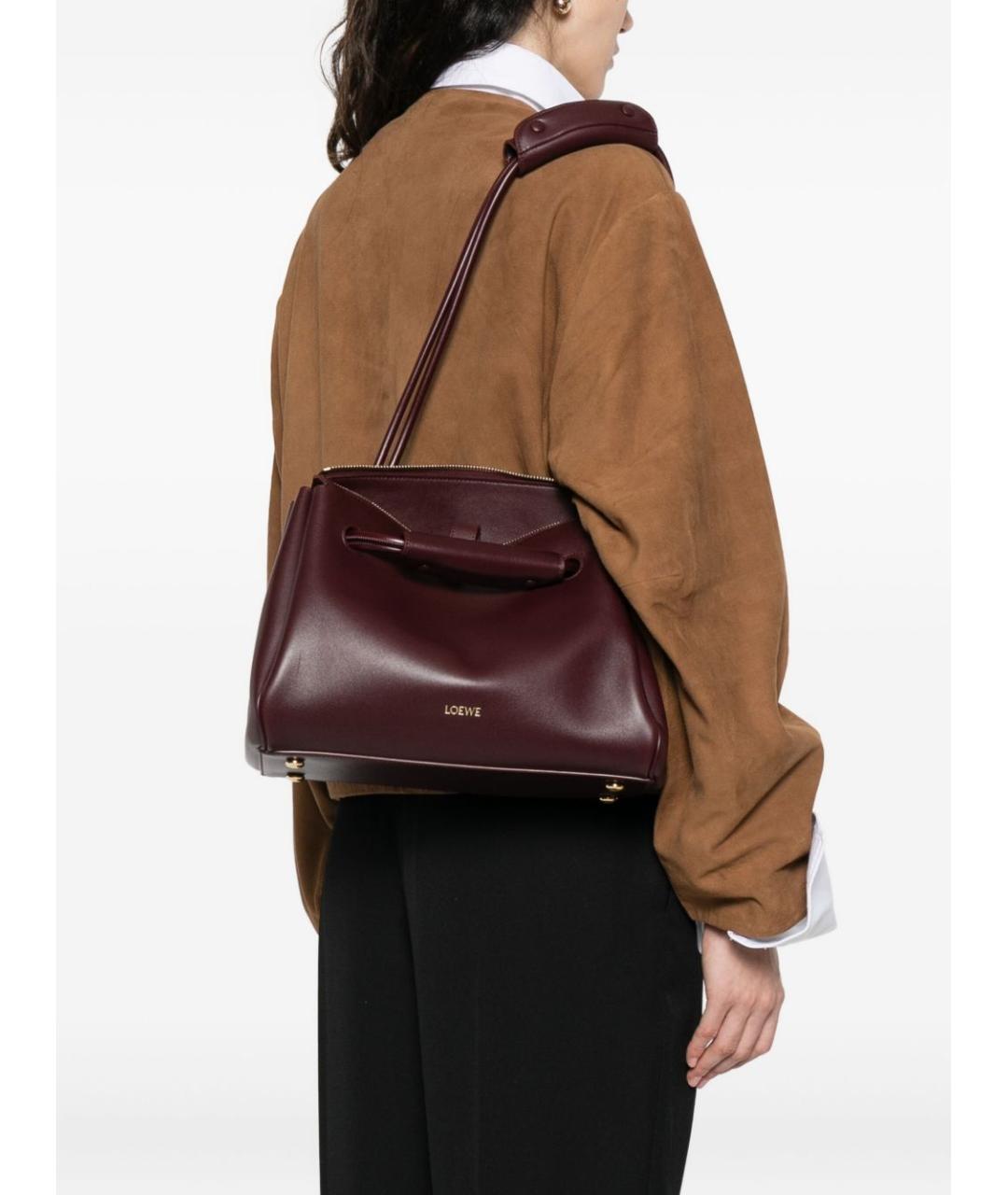 LOEWE Бордовая кожаная сумка тоут, фото 2