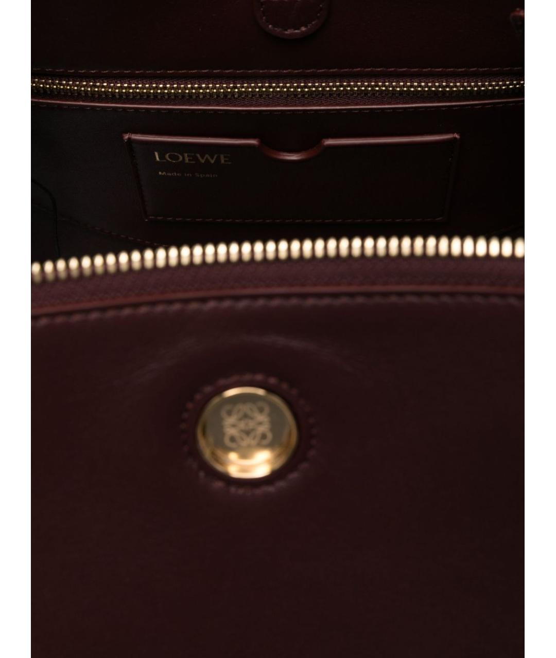 LOEWE Бордовая кожаная сумка тоут, фото 3