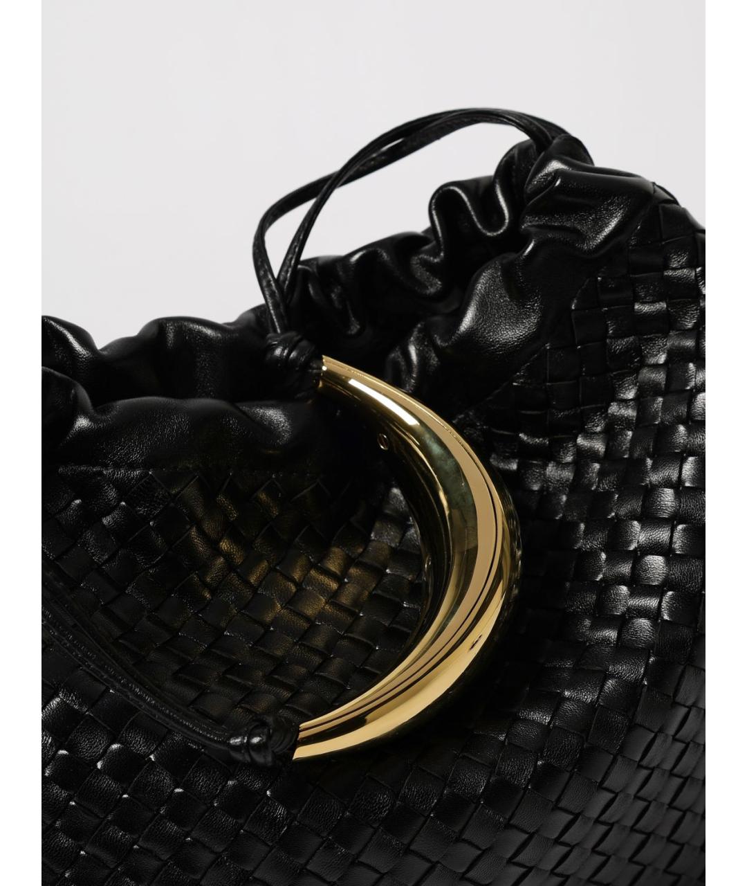 BOTTEGA VENETA Черная кожаная сумка через плечо, фото 4