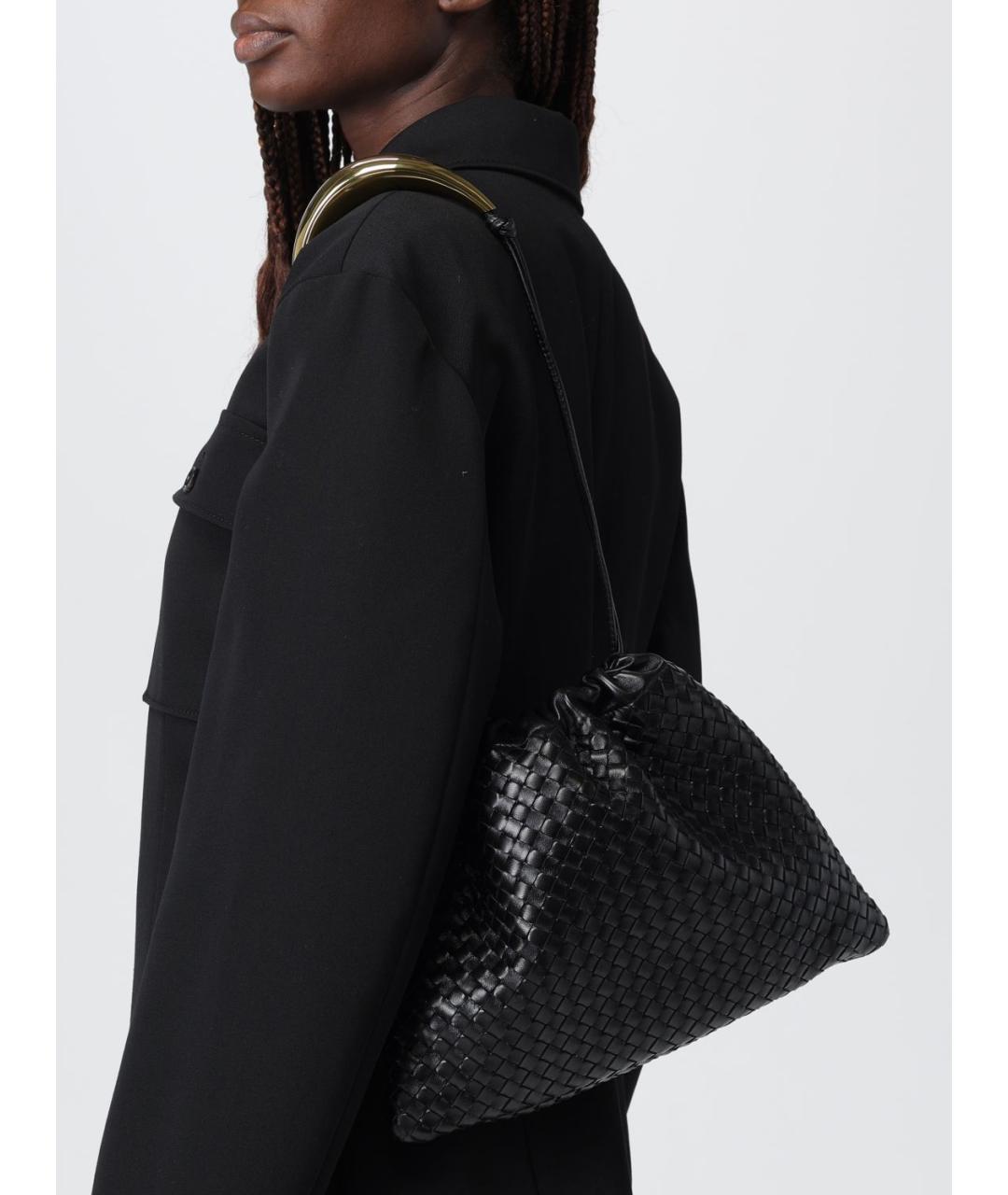 BOTTEGA VENETA Черная кожаная сумка через плечо, фото 2