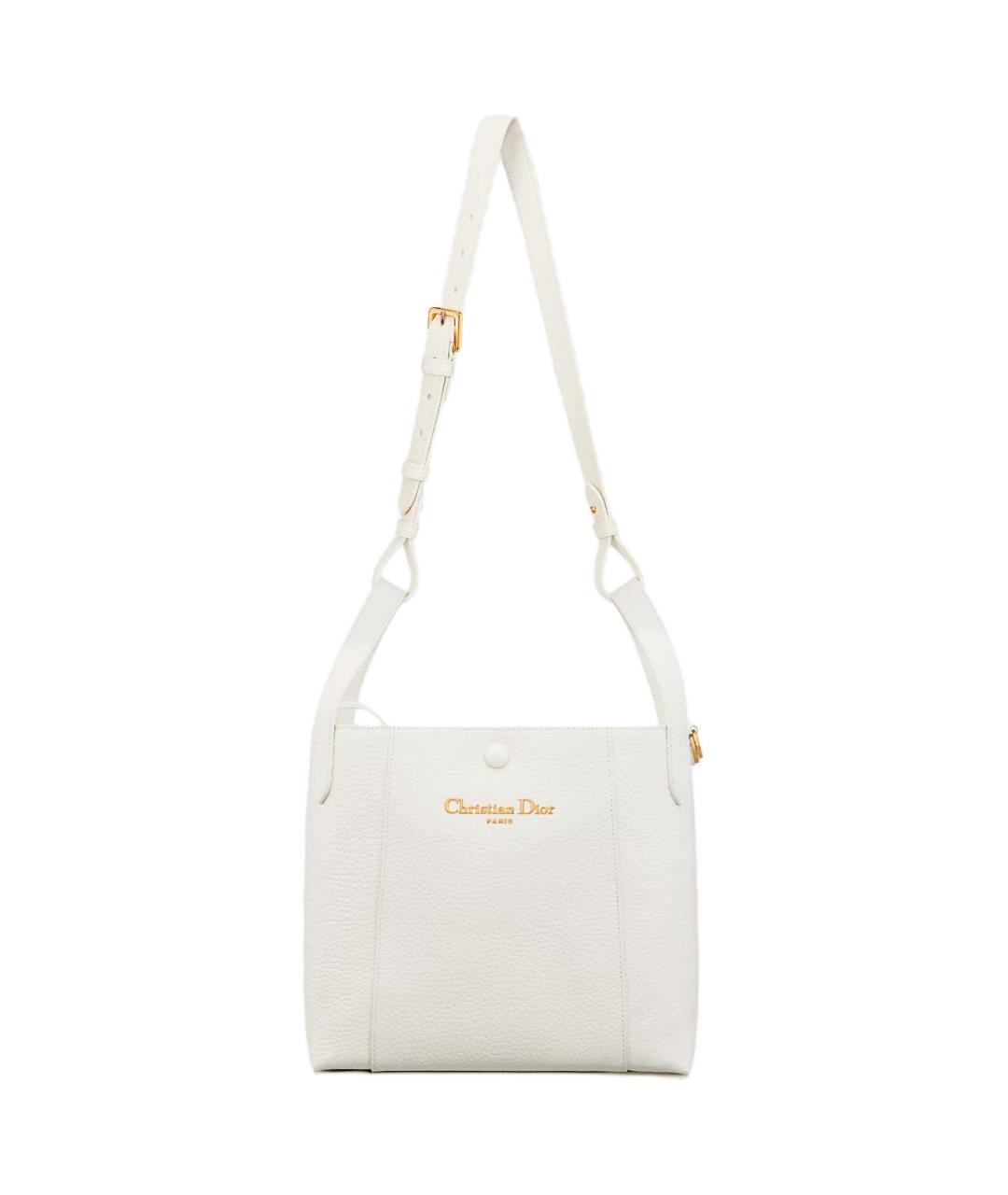 CHRISTIAN DIOR Белая кожаная сумка через плечо, фото 2