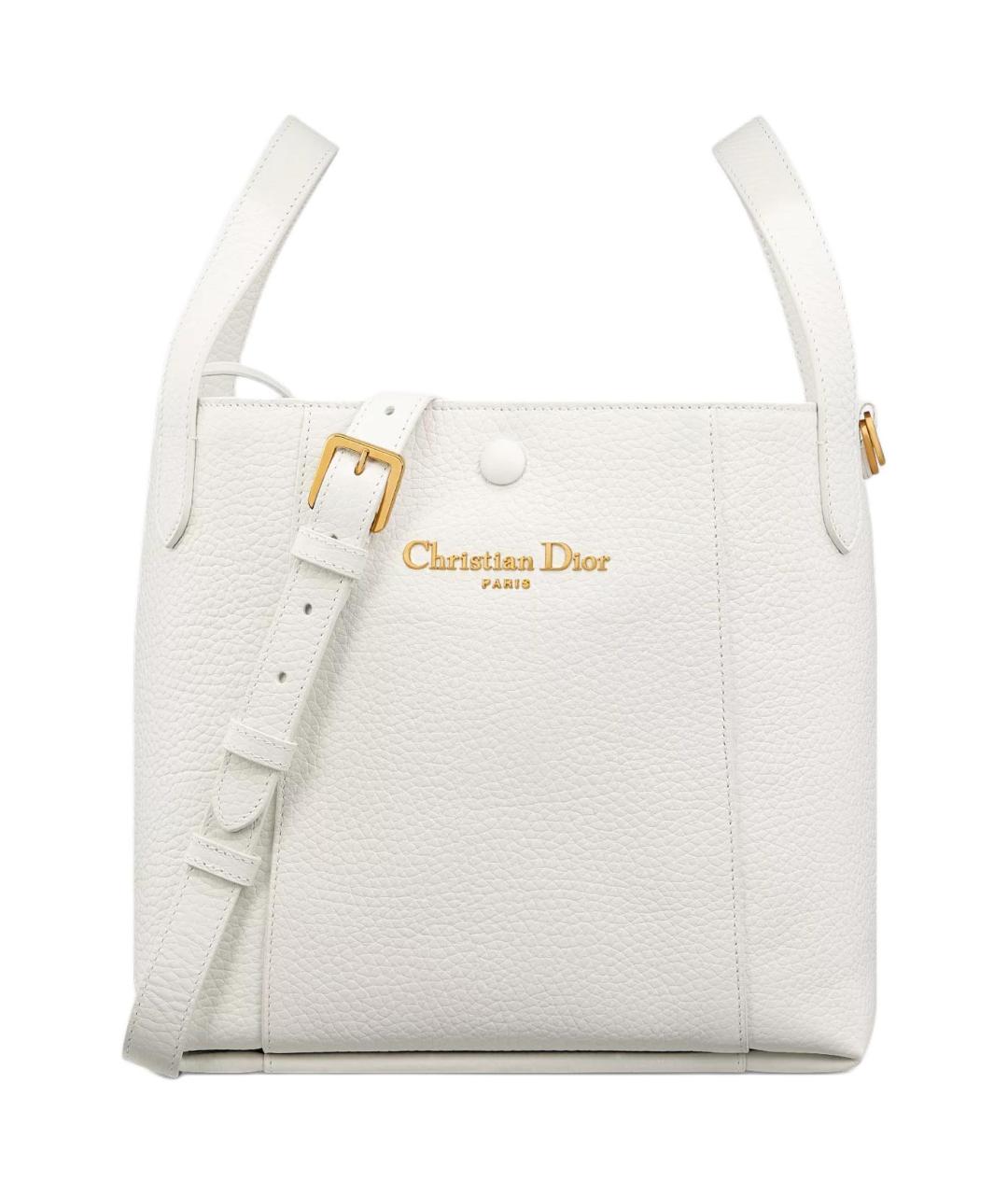 CHRISTIAN DIOR Белая кожаная сумка через плечо, фото 3