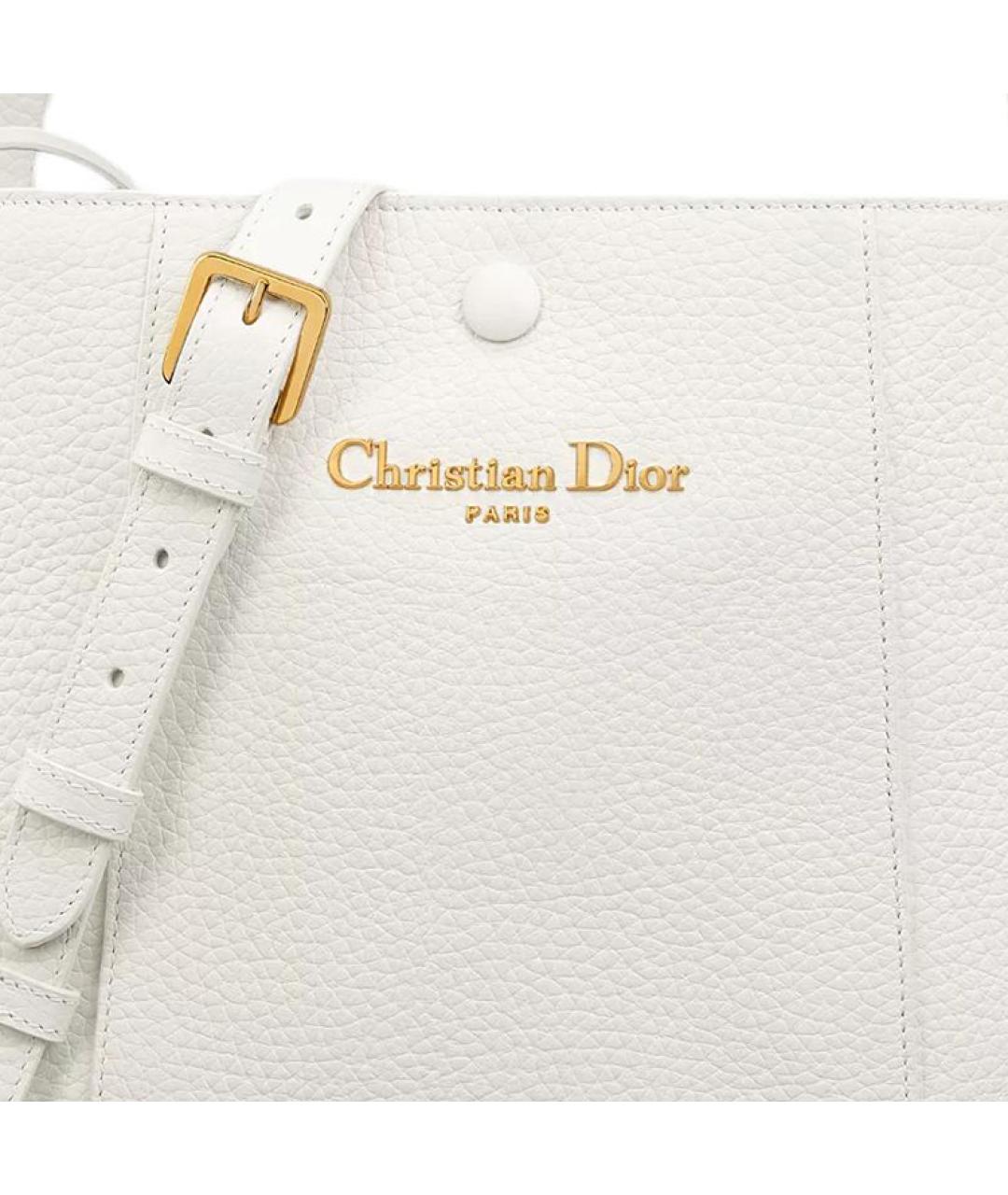 CHRISTIAN DIOR Белая кожаная сумка через плечо, фото 6