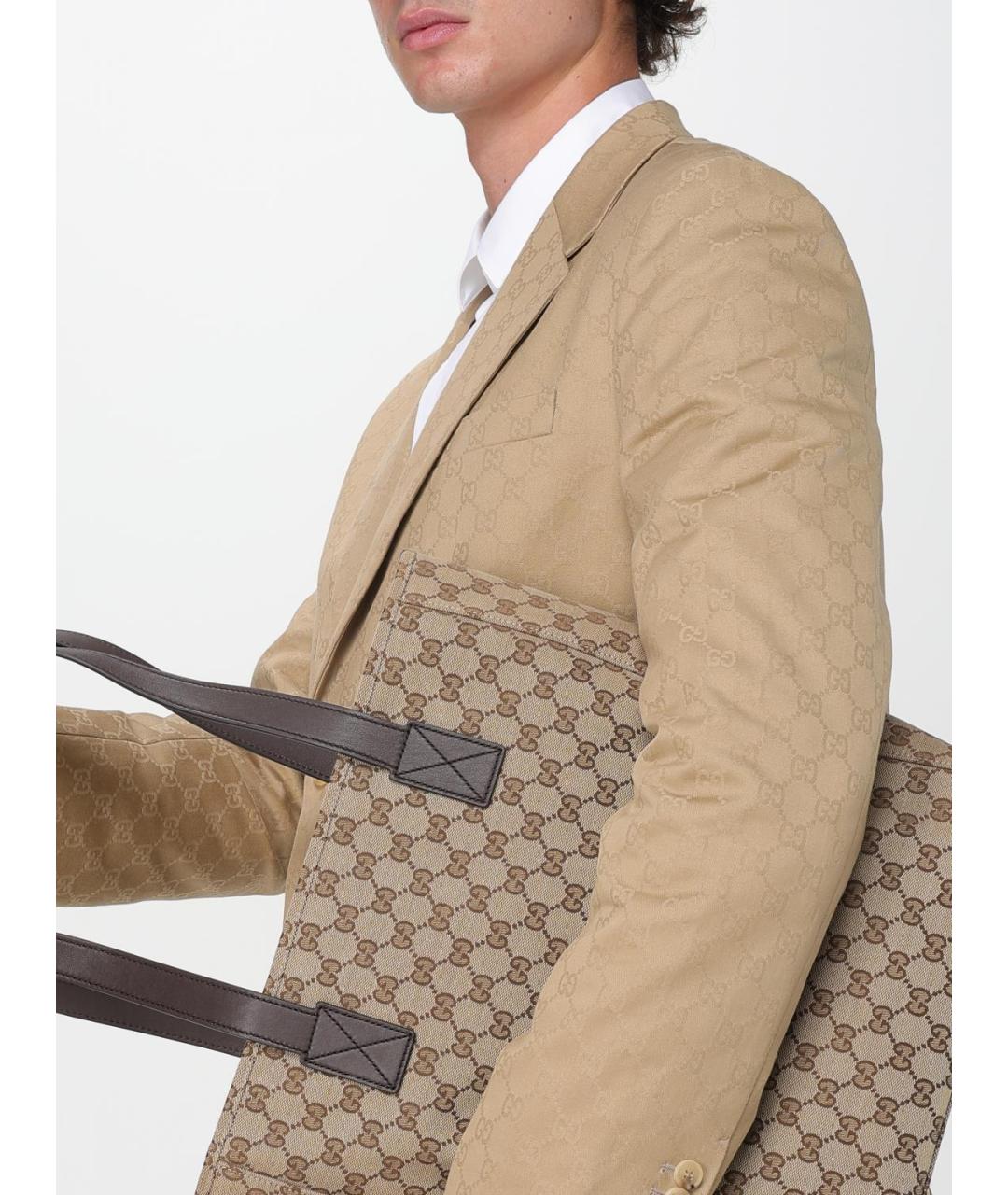 GUCCI Бежевая тканевая сумка тоут, фото 2