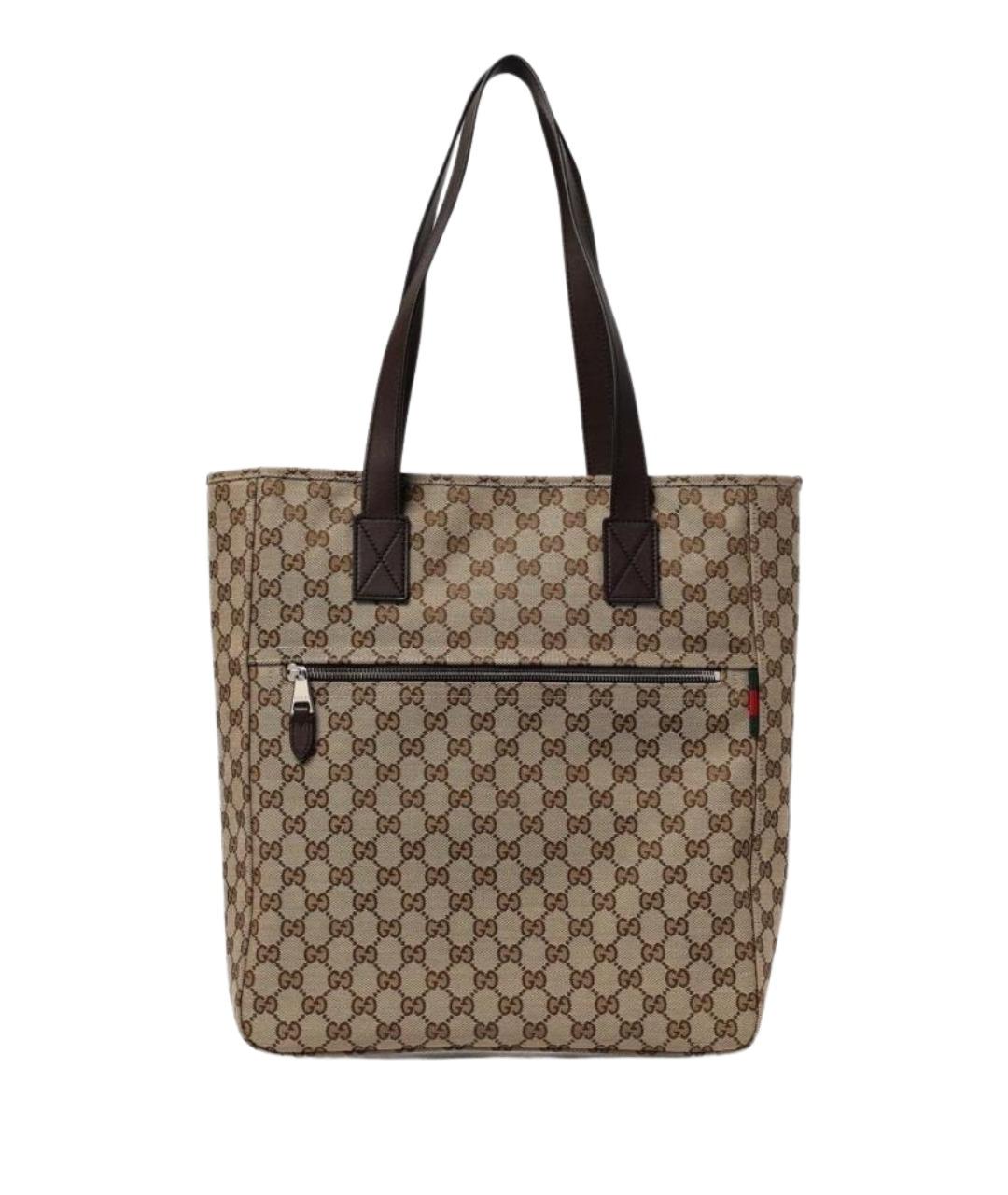 GUCCI Бежевая тканевая сумка тоут, фото 1