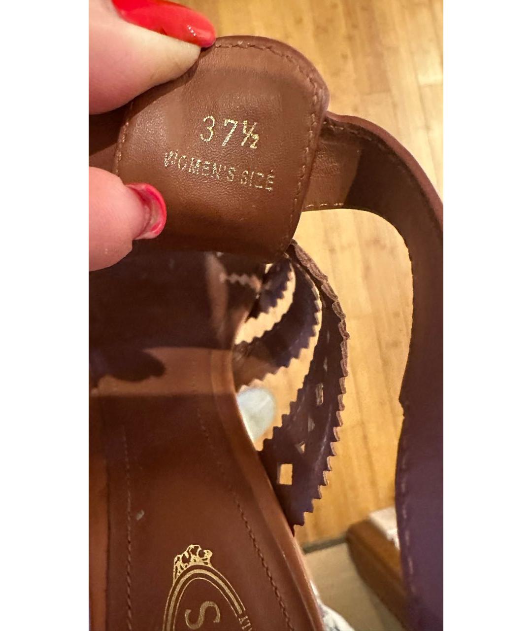 TOD'S Коричневые кожаные босоножки, фото 8
