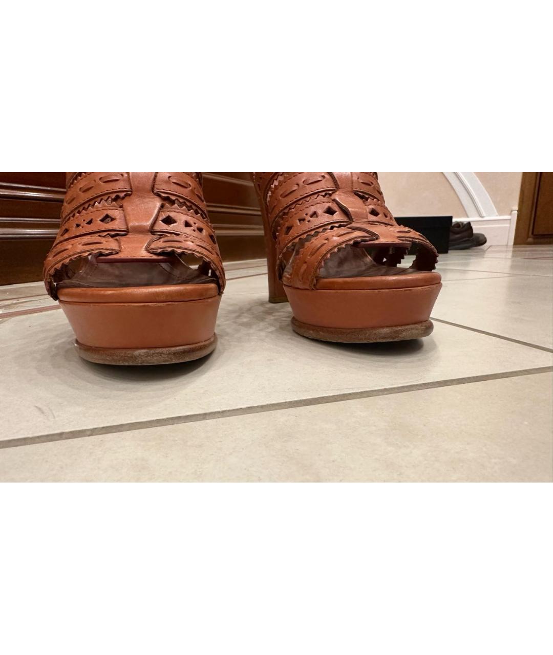 TOD'S Коричневые кожаные босоножки, фото 7