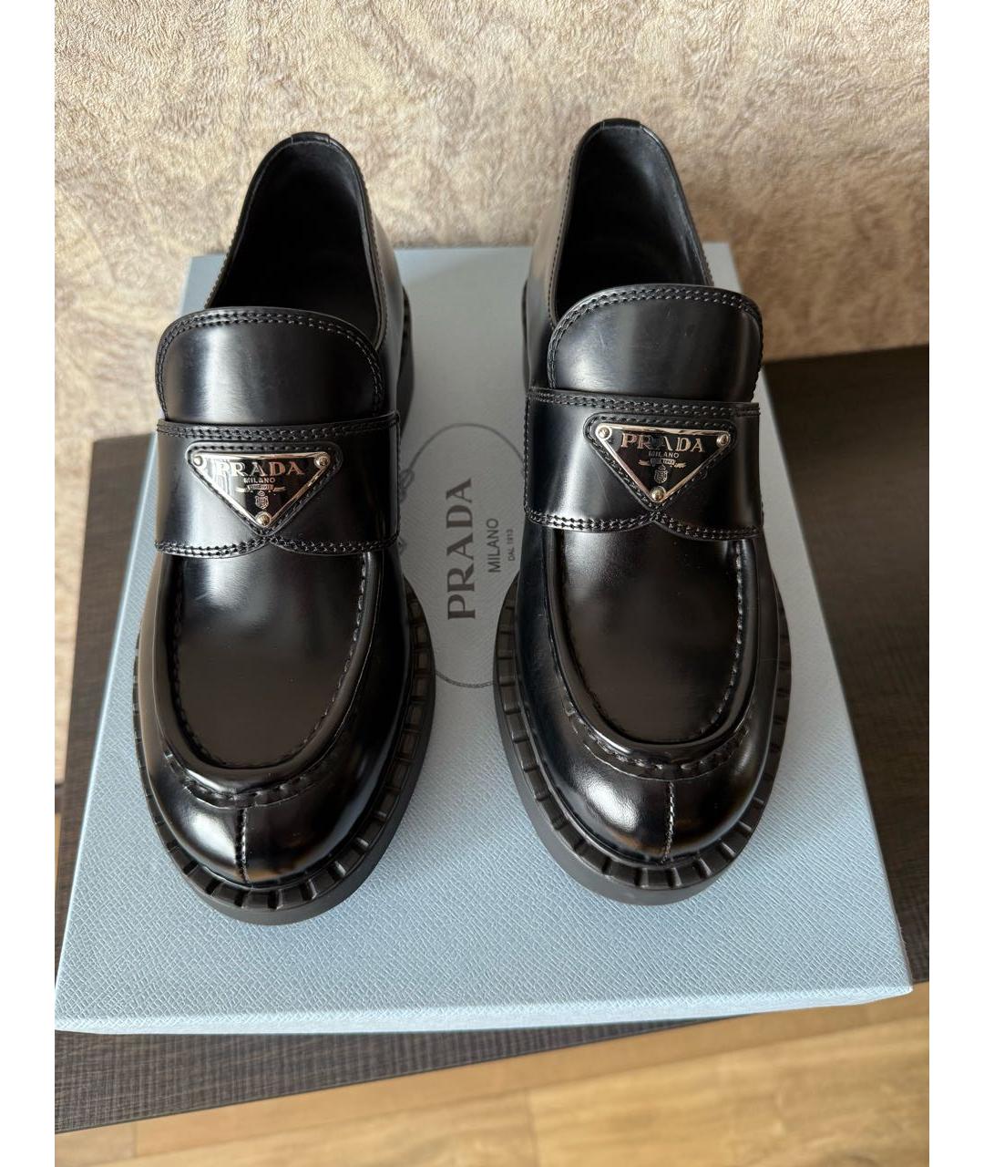 PRADA Черные кожаные лоферы, фото 2
