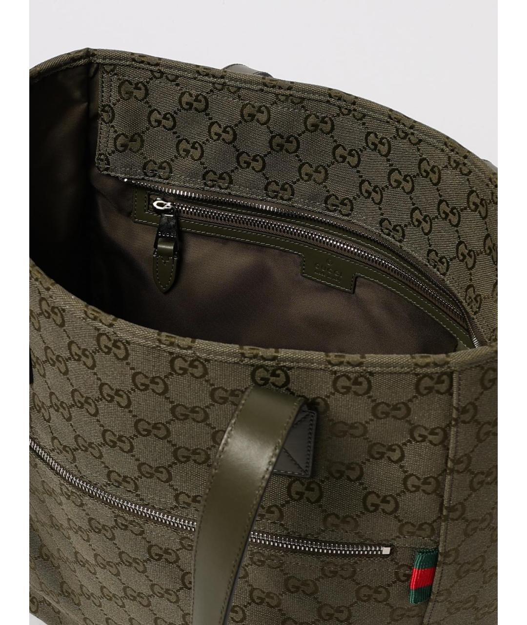 GUCCI Зеленая тканевая сумка тоут, фото 5