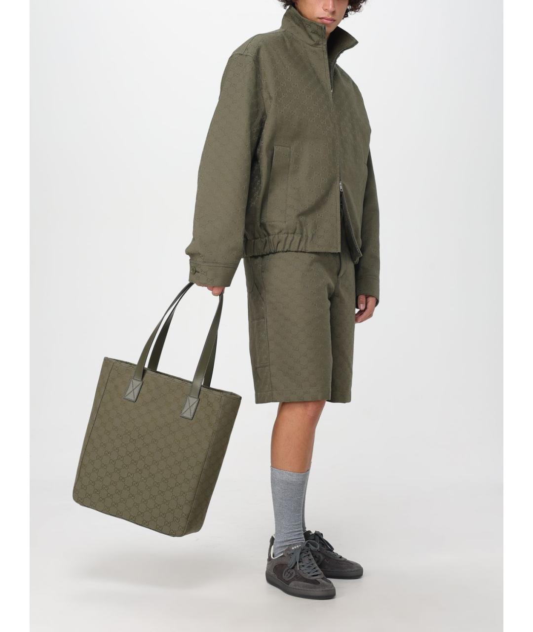 GUCCI Зеленая тканевая сумка тоут, фото 2