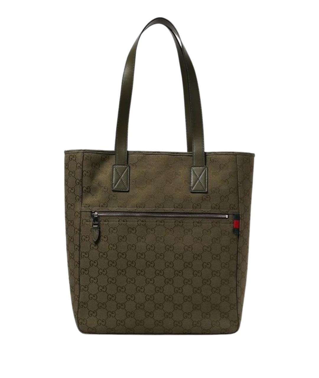 GUCCI Зеленая тканевая сумка тоут, фото 1