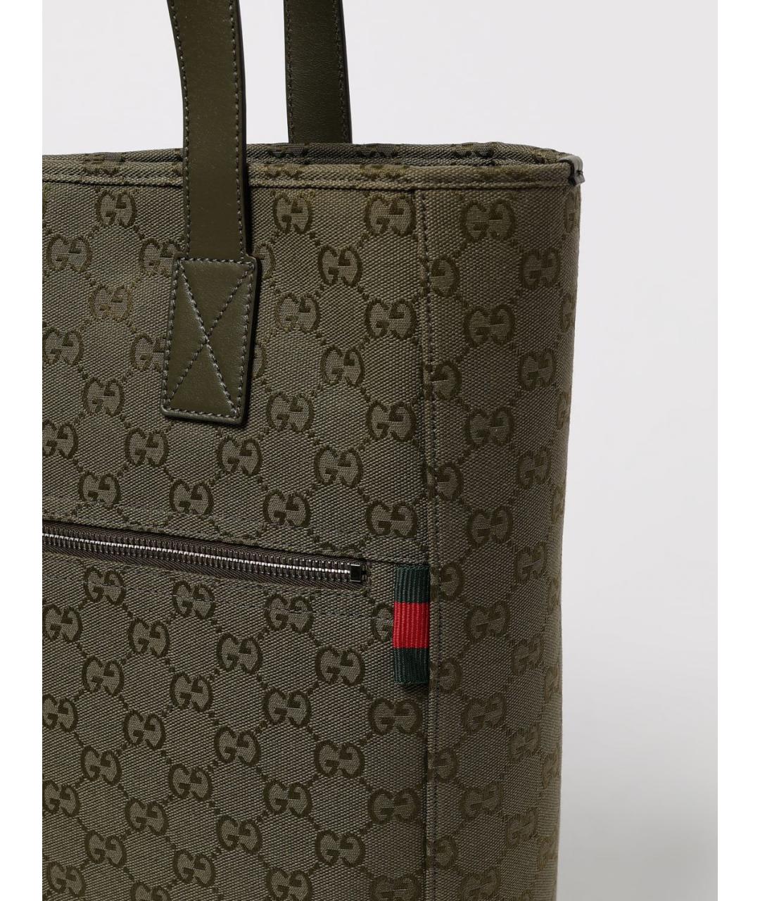 GUCCI Зеленая тканевая сумка тоут, фото 4
