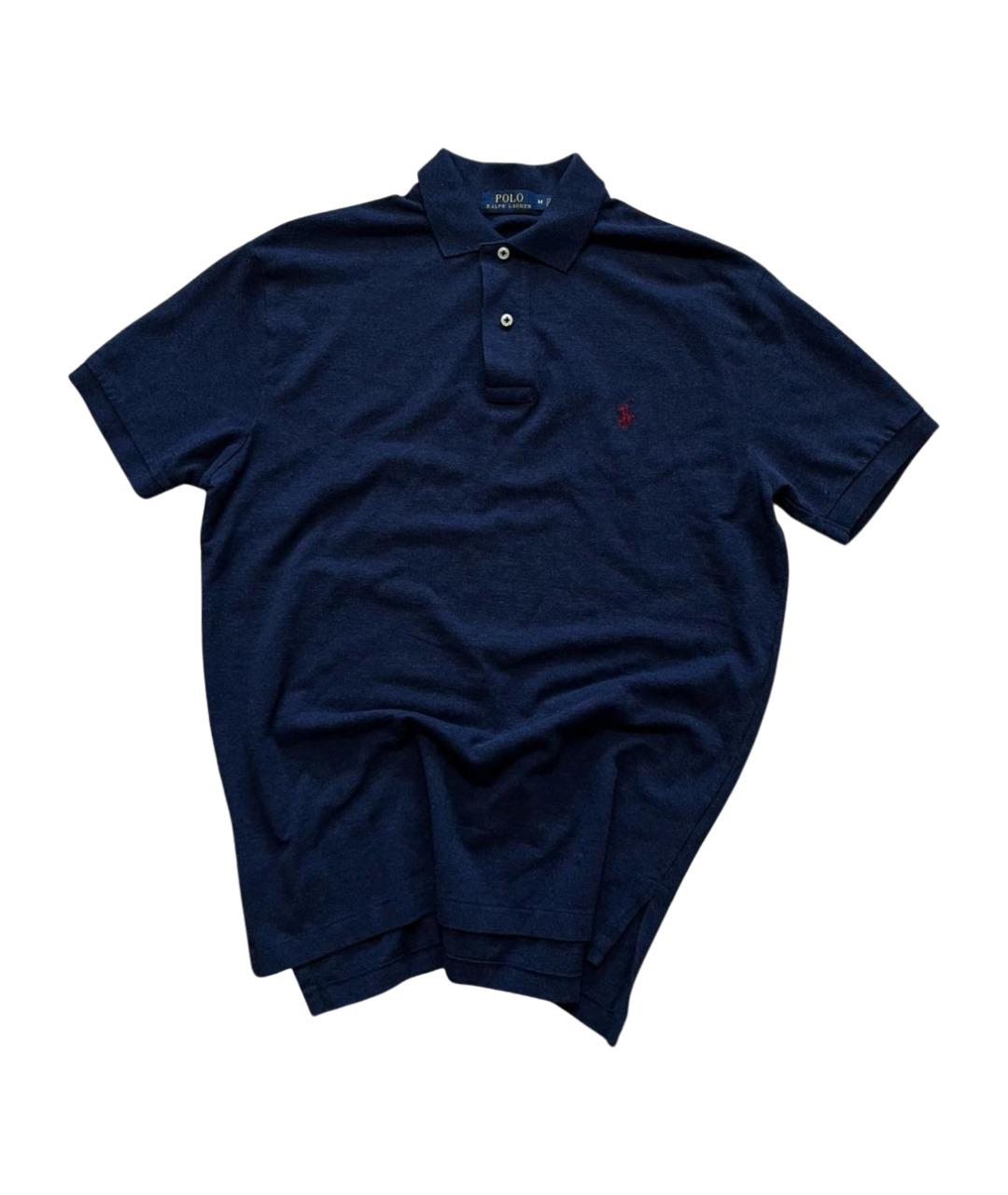 POLO RALPH LAUREN Темно-синее хлопковое поло с коротким рукавом, фото 1