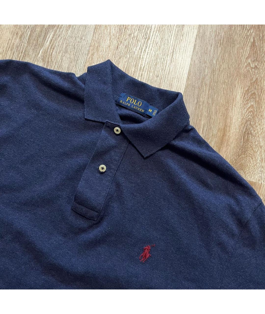 POLO RALPH LAUREN Темно-синее хлопковое поло с коротким рукавом, фото 2