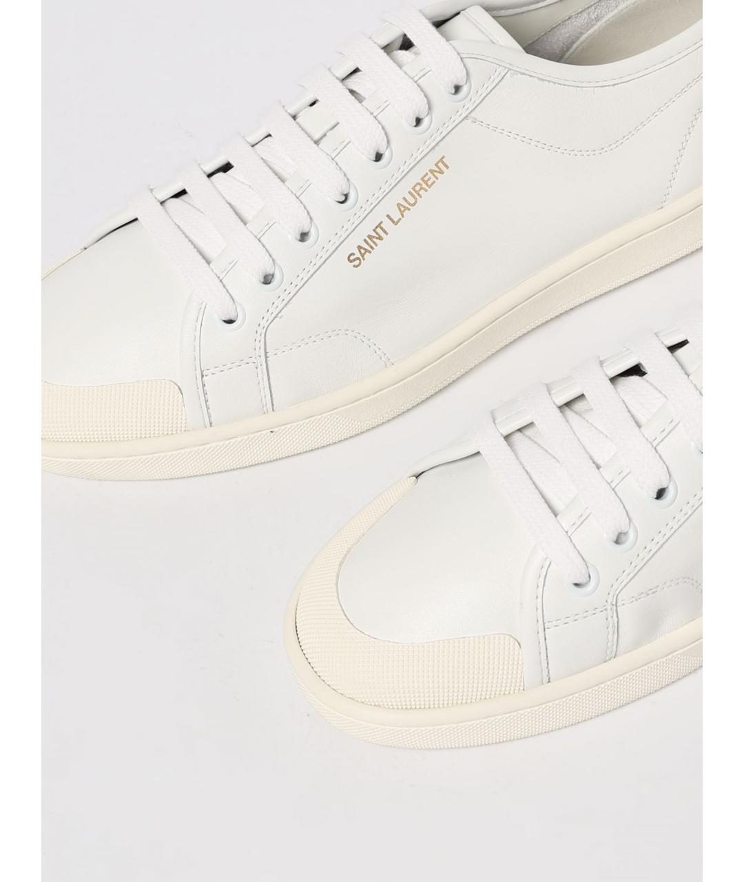 SAINT LAURENT Белые кожаные низкие кроссовки / кеды, фото 4