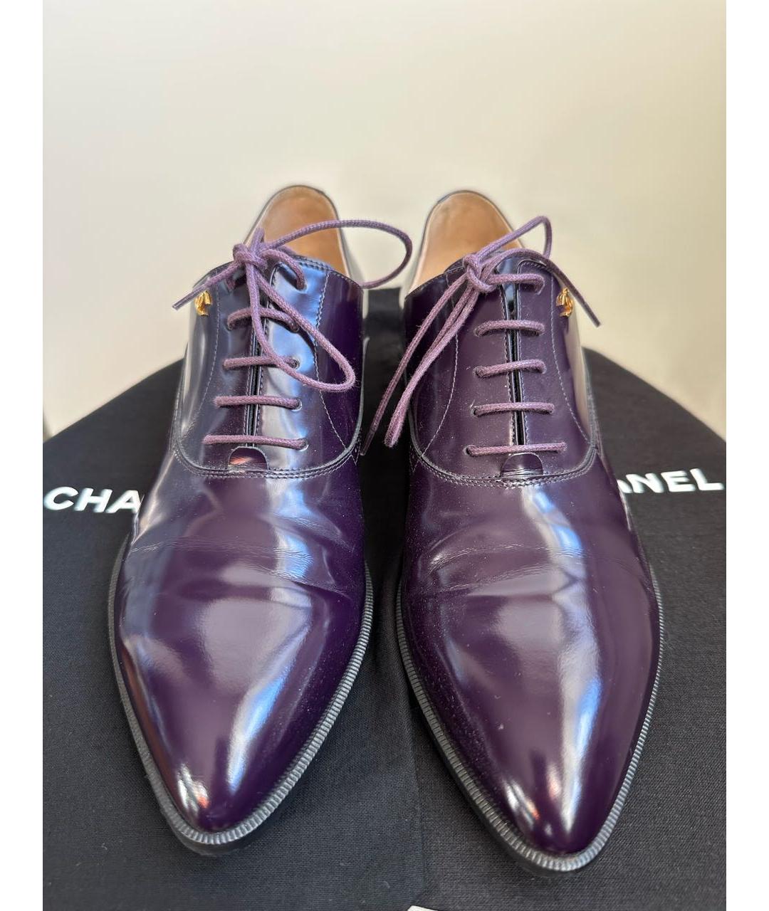 CHANEL Фиолетовые кожаные брогги и оксфорды, фото 2