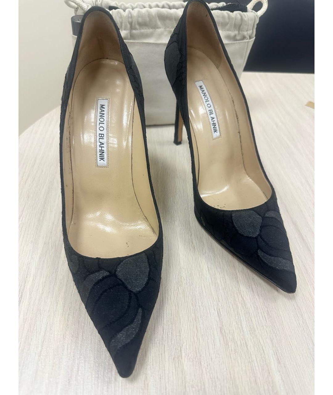 MANOLO BLAHNIK Черные текстильные туфли, фото 2