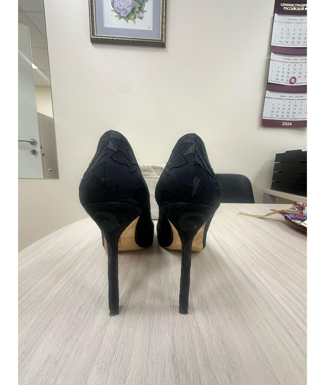 MANOLO BLAHNIK Черные текстильные туфли, фото 3