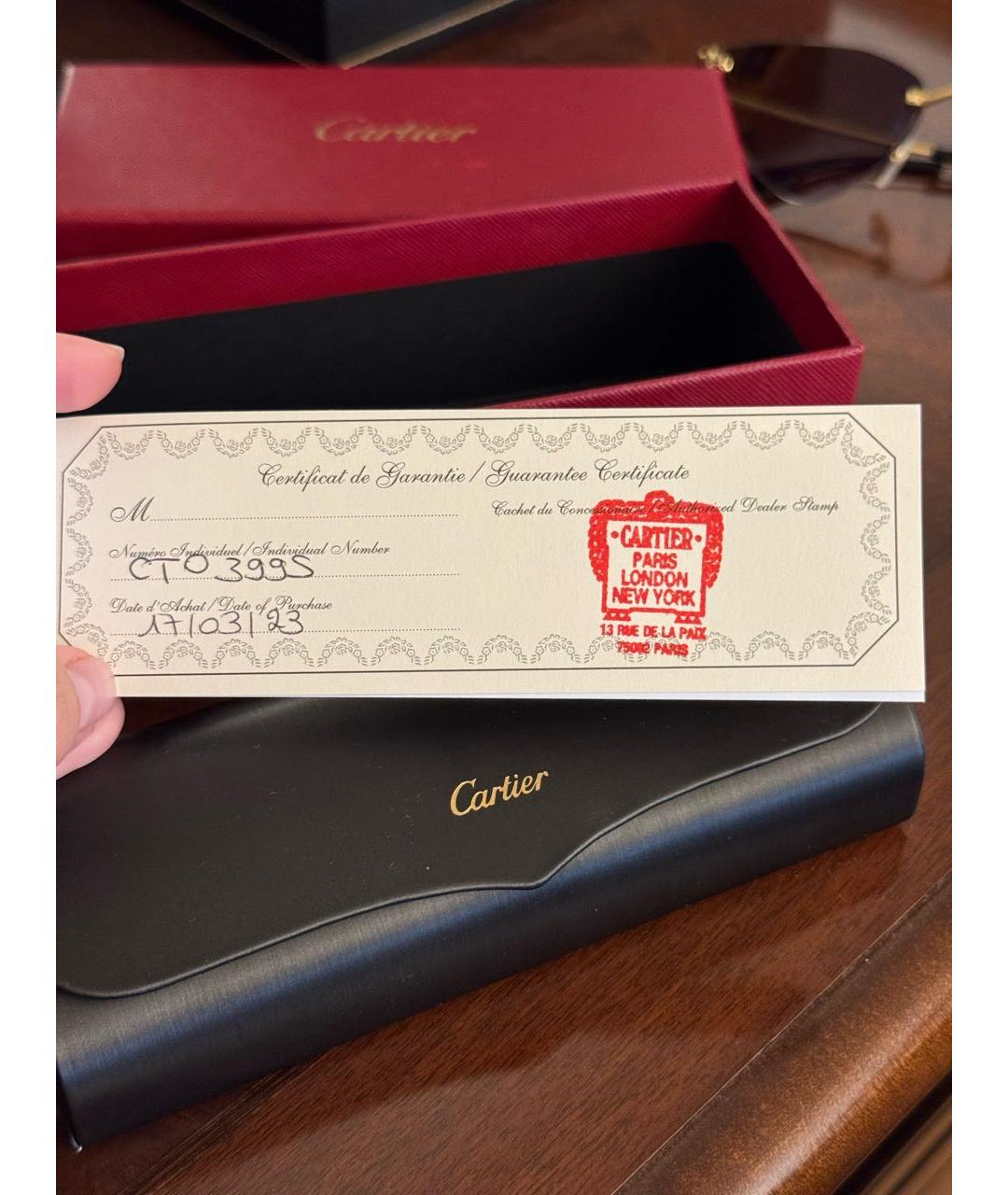 CARTIER Коричневые металлические солнцезащитные очки, фото 6