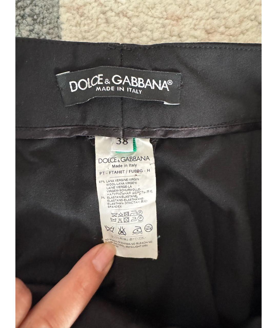 DOLCE&GABBANA Черные шерстяные прямые брюки, фото 4