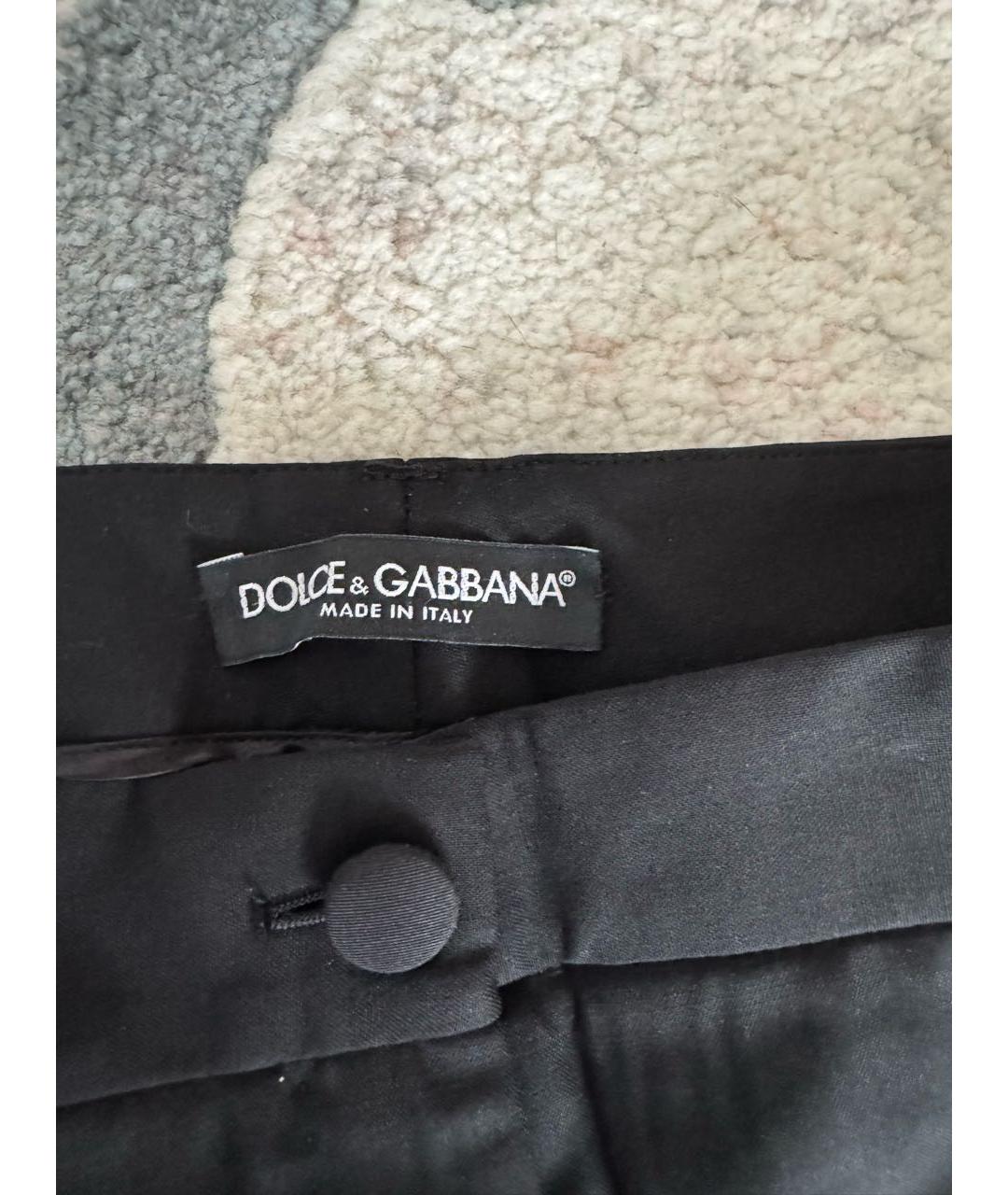 DOLCE&GABBANA Черные шерстяные прямые брюки, фото 3