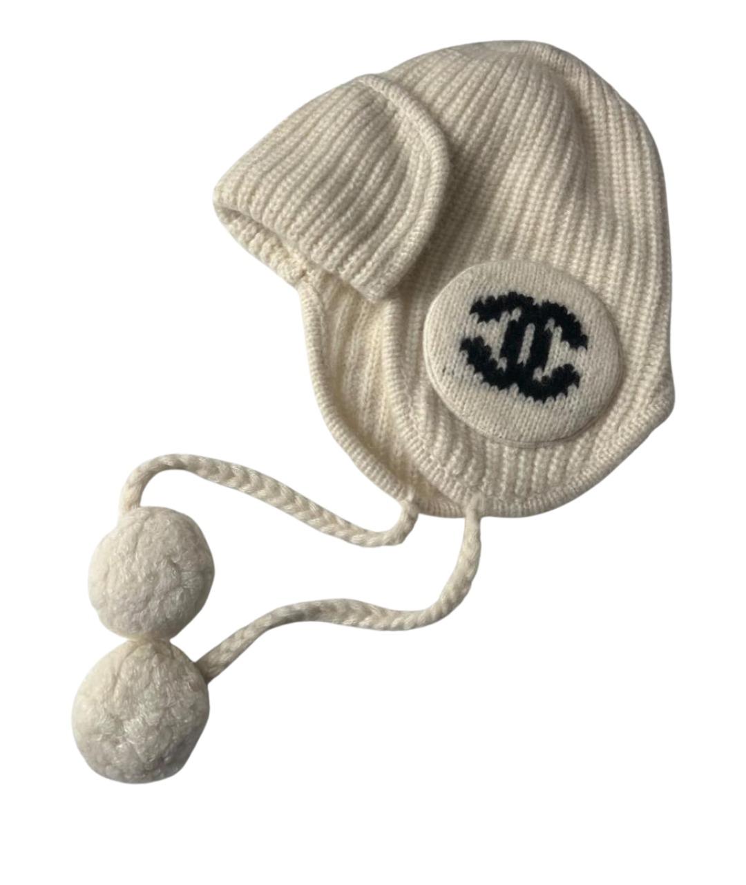 CHANEL Белая шерстяная шапка, фото 1