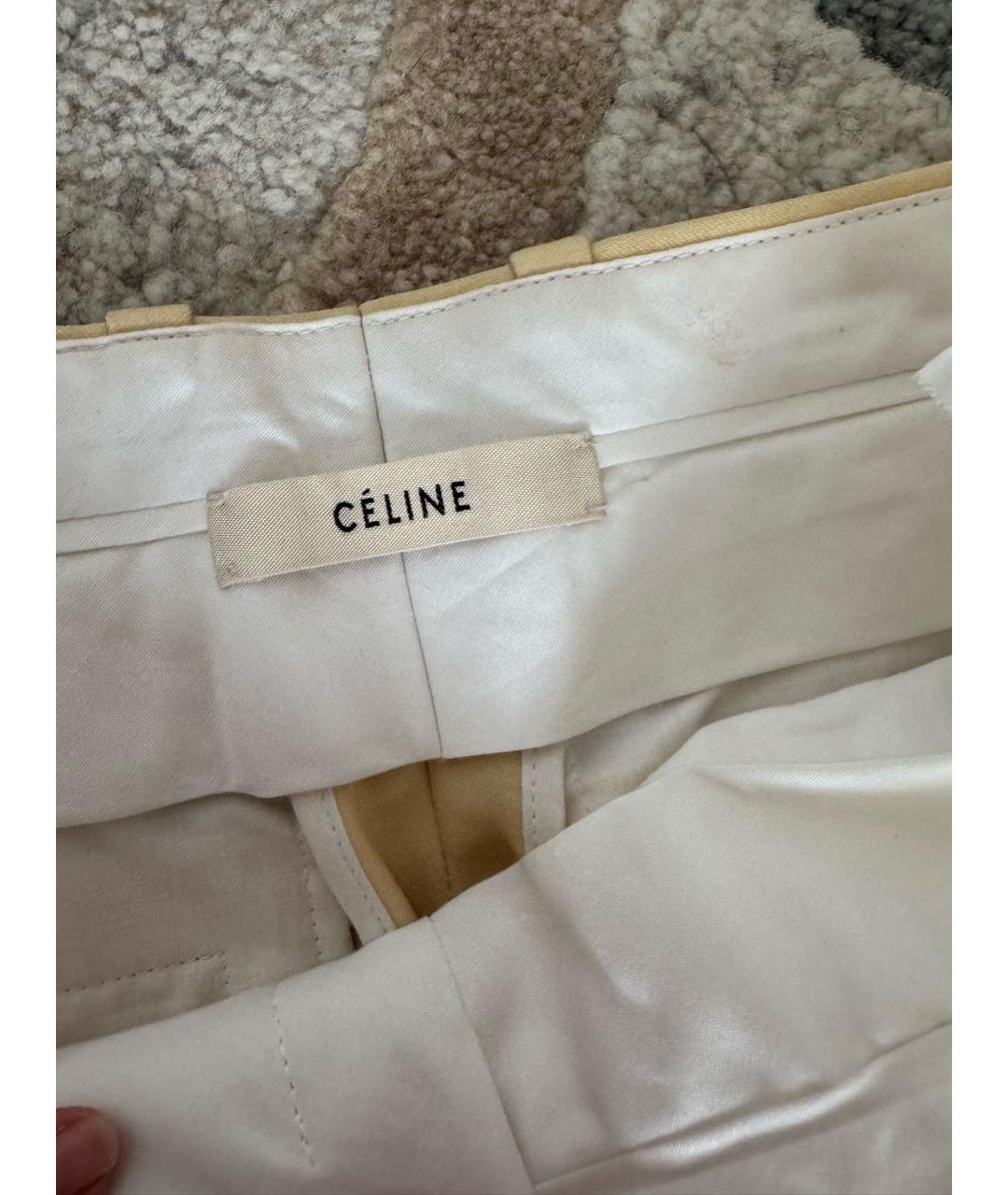CELINE Бежевые шелковые прямые брюки, фото 3