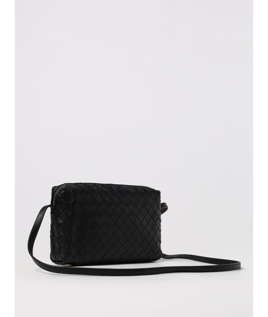 BOTTEGA VENETA Черная кожаная сумка через плечо, фото 3